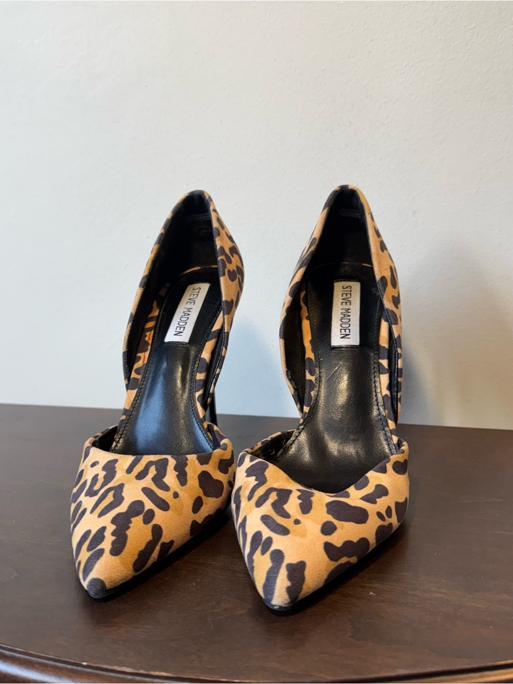 Steve Madden Leopard-Pattern Pointed Pumps - Tan & Black